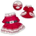 Lace Ruffles Christmas Dog Dress With Puffy Sleeves - Image 2